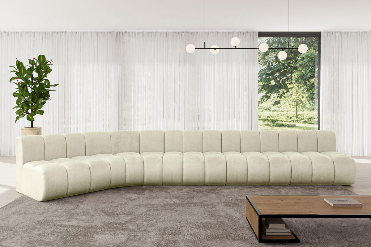 ECKSOFA modulares Sofa Montra-L3 - 472x174x70 cm Beige - Beige, Holzwerkstoff/Textil (472/174cm) - ALTDECOR