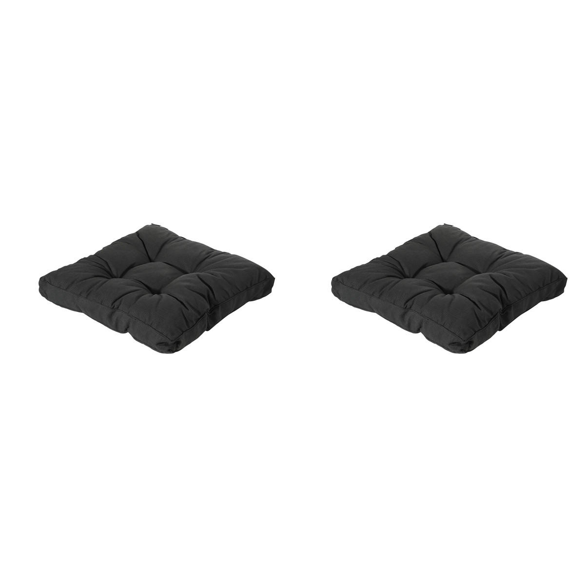 SITZKISSEN Rippe 60/60 cm 2er-Set - Schwarz, Textil (60/8/60cm) - Madison