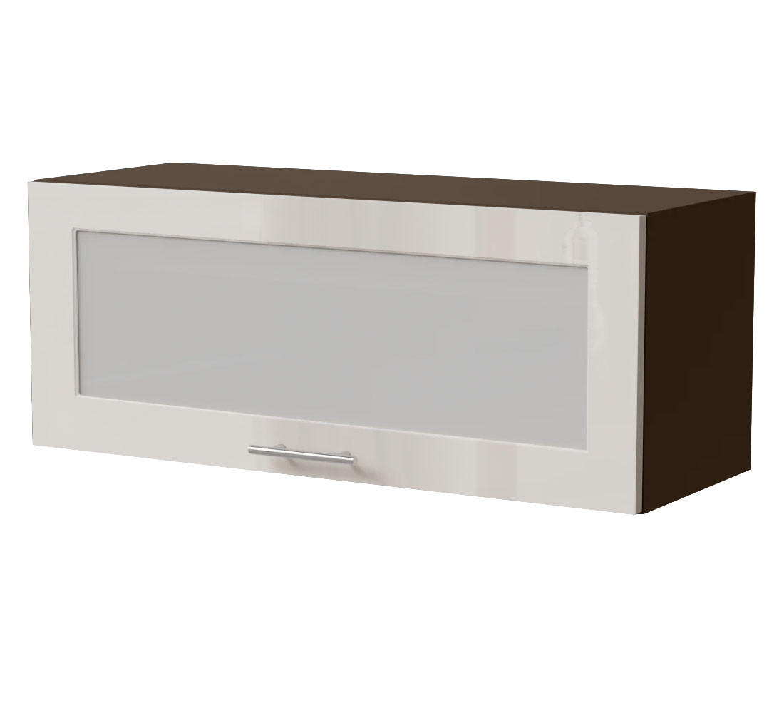 KLAPPHÄNGESCHRANK Brerra W4BS/90 WKF Lava / RAL 9001 creme Hochglanz 90 / 32,5 / 36cm - Dunkelgrau/Creme, Holz/Holzwerkstoff (90/36/32.5cm) - Feldmann-Wohnen