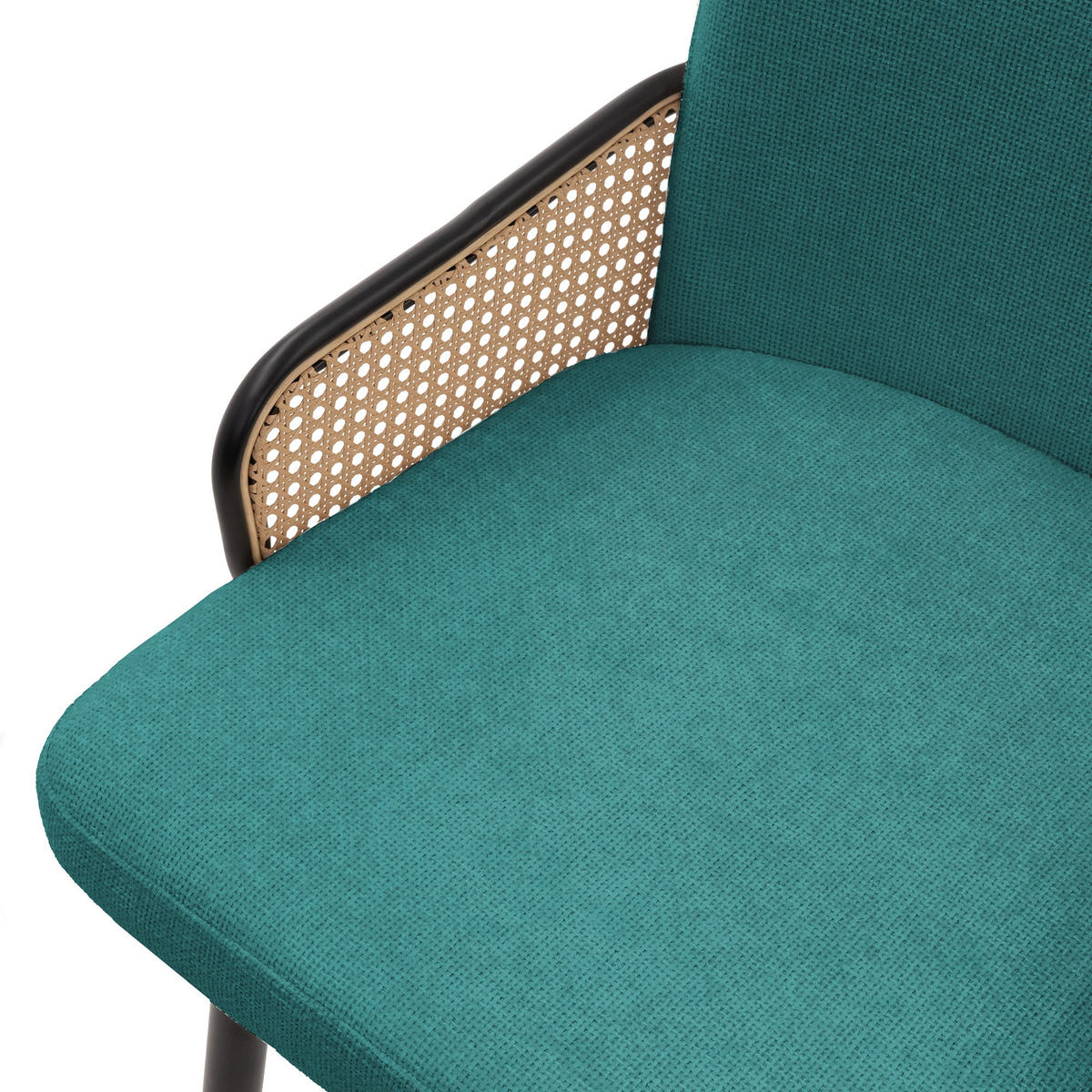 ESSZIMMERSTÜHLE 6er Set Petrol mit Stoffbezug Rattan Optik - Petrol/Schwarz, Naturmaterialien/Textil (51/91/61cm) - ML-DESIGN