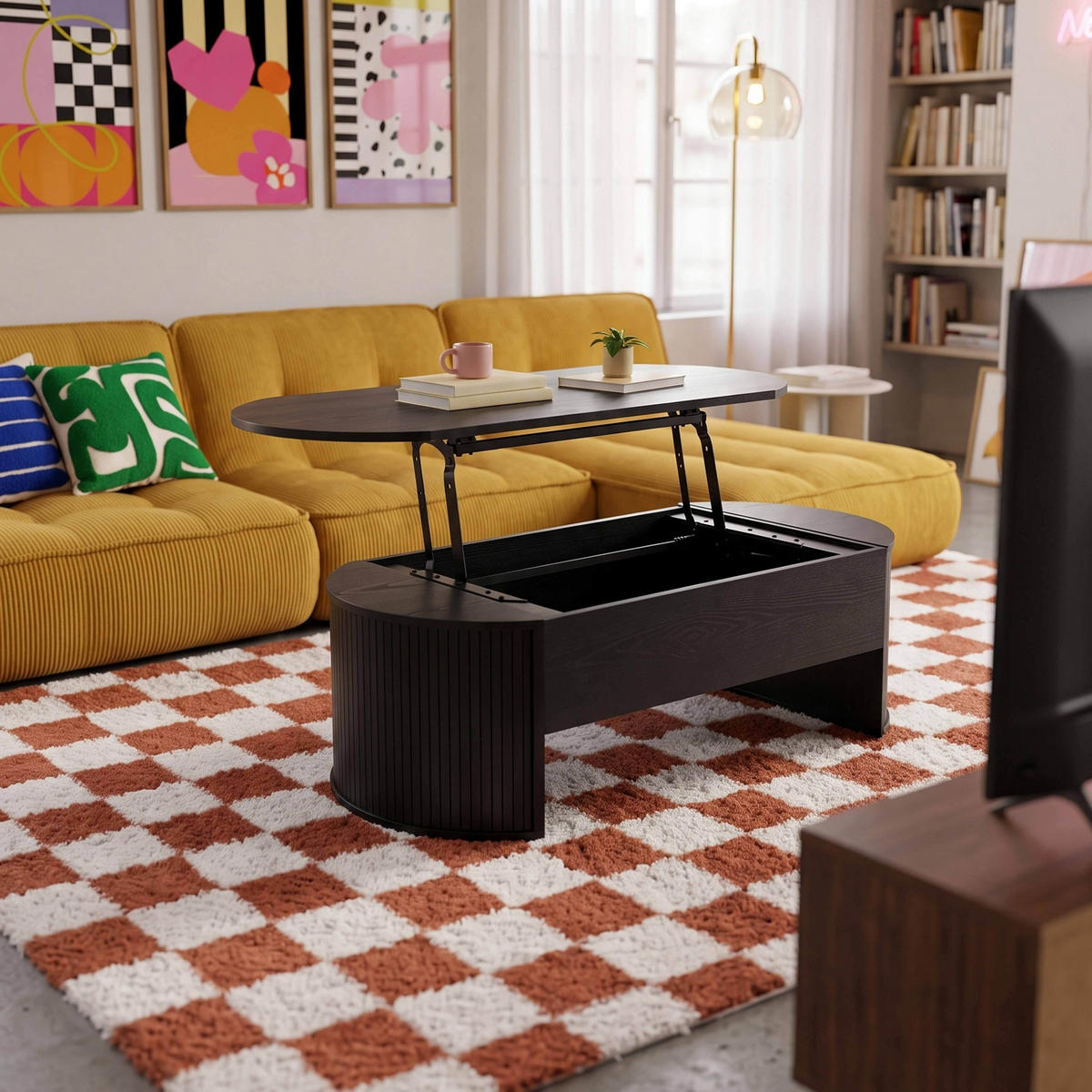 COUCHTISCH, schwarzes Holzeffekt - Schwarz, Holzwerkstoff (60/120/41cm) - Oviala