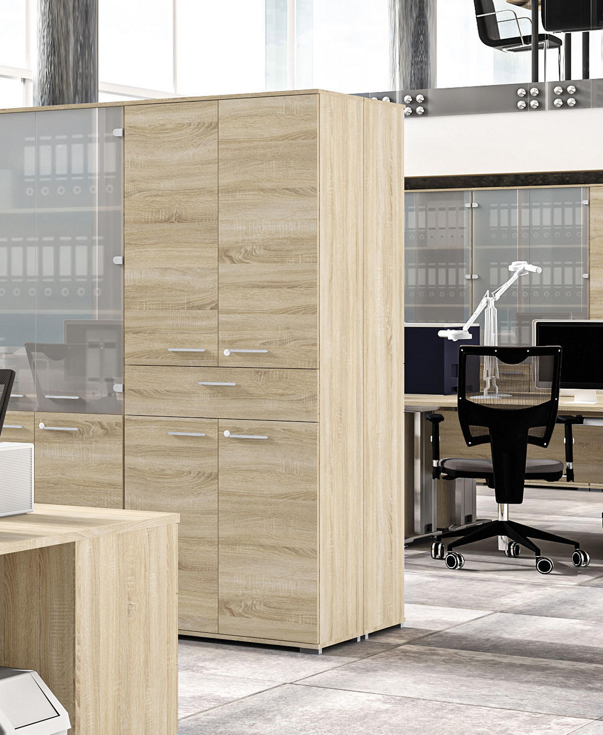 AKTENSCHRANK Optimal Sonoma Eiche hell 79 / 41 / 204cm - Braun/Sonoma Eiche, Holz/Holzwerkstoff (79/204/41cm) - Feldmann-Wohnen