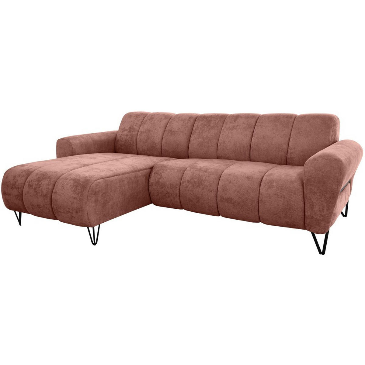 ECKSOFA Volare Mini ohne Schlaffunktion rot links, Vega-Stoff - Rot/Schwarz, Textil/Metall (256/165cm) - Beautysofa