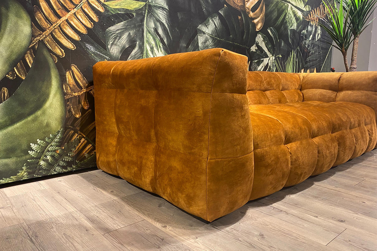 SOFA RIO Gold Velvet - Goldfarben/Schwarz, Textil (236/68/105cm) - KAWOLA