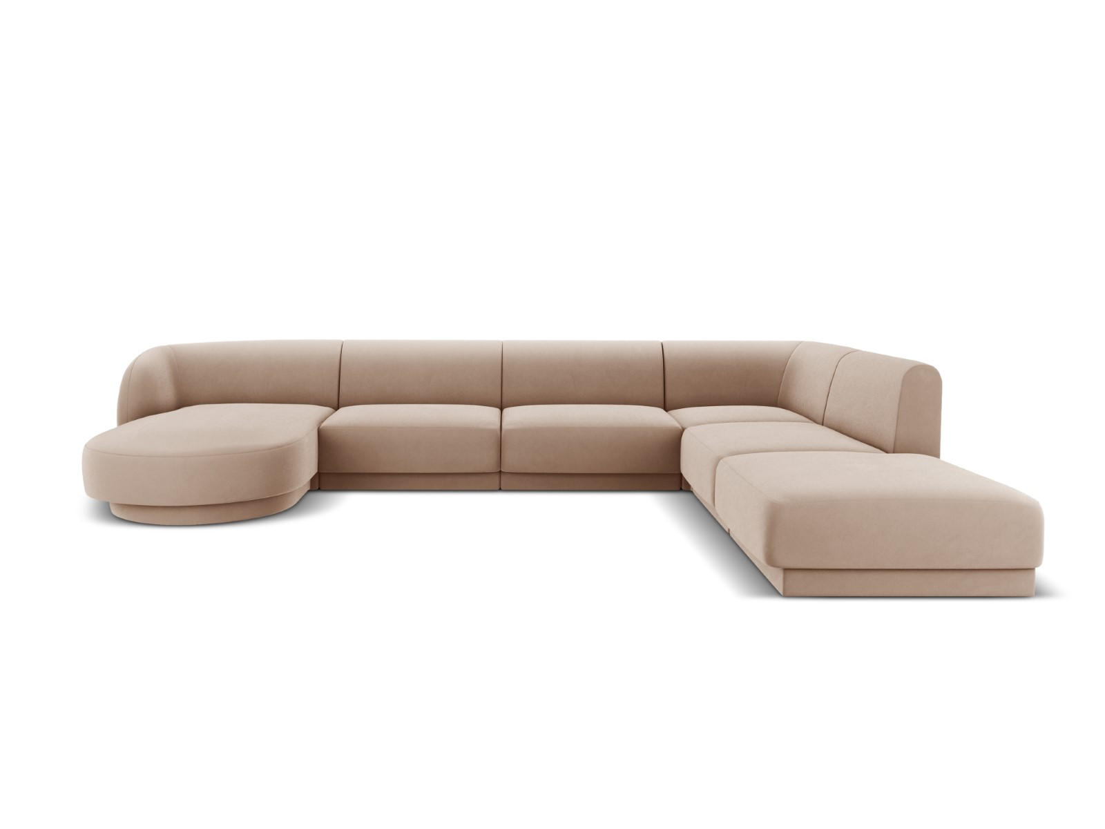 PANORAMASOFA rechts Miley aus Samt cappuccino 6 Sitzplätze - Cappuccino, Textil (255/70/330cm) - Micadoni
