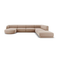 PANORAMASOFA rechts Miley aus Samt cappuccino 6 Sitzplätze - Cappuccino, Textil (255/70/330cm) - Micadoni