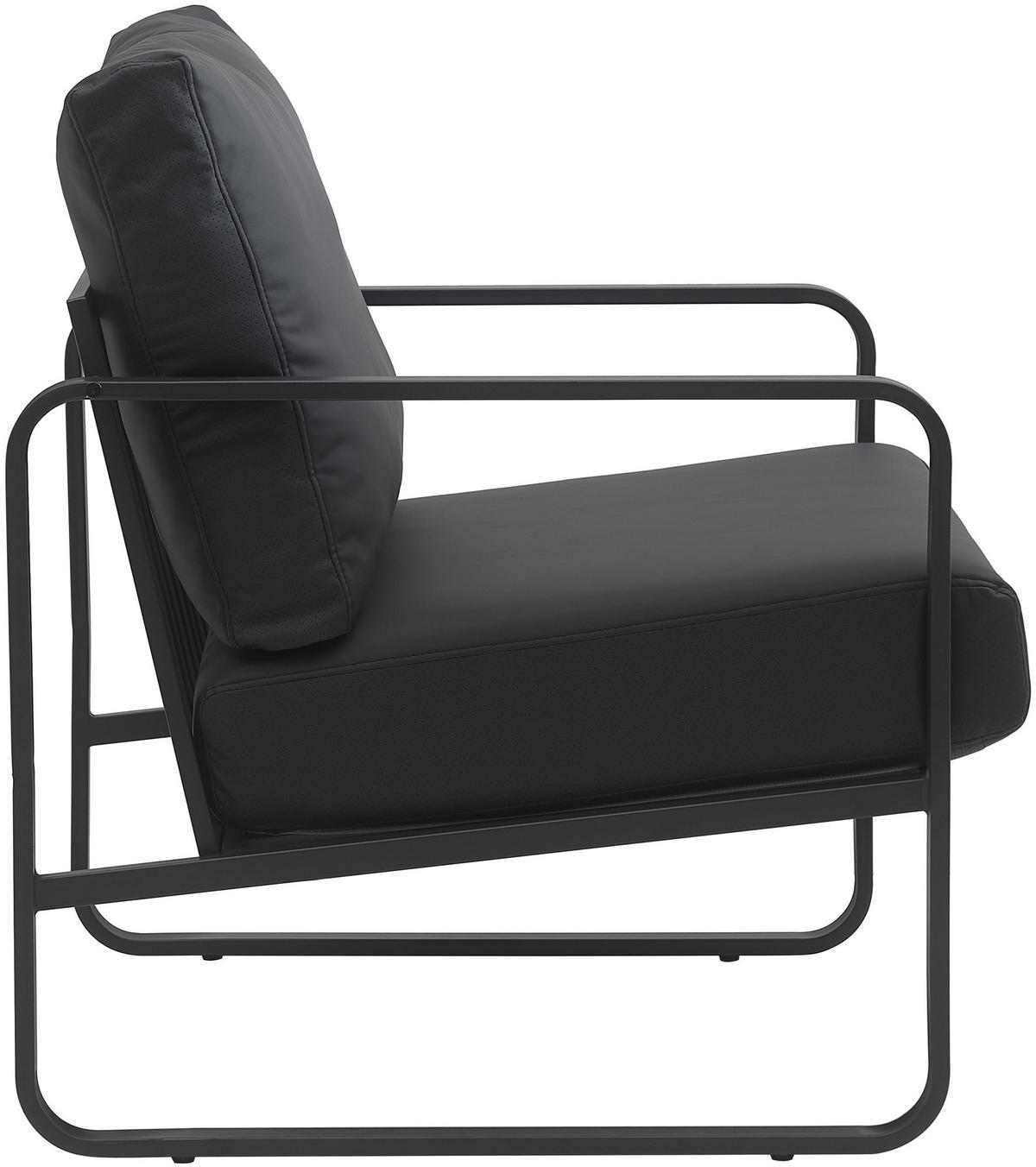 SESSEL Lederlook schwarz - Schwarz, Textil/Metall (70/82/74cm) - CLP