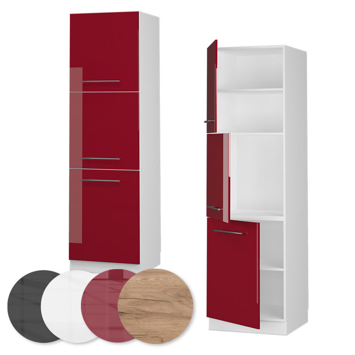 HERDUMBAUSCHRANK Fame-Line Bordeaux Hochglanz 60 cm - Bordeaux/Weiß, Holzwerkstoff (60/206.8/58cm) - Vicco