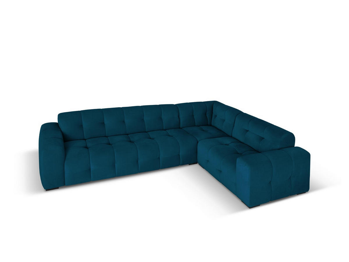 ECKSOFA rechts Kendal aus Samt marineblau 6 Sitzplätze - Blau, Textil (231/332cm) - Micadoni