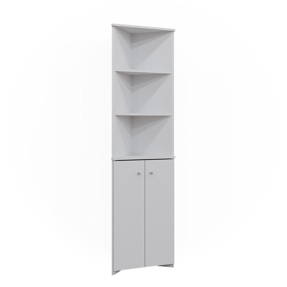 BADSCHRANK Fynn Weiß 51.5 x 175 cm Eckschrank mit 2 Türen - Weiß, Holzwerkstoff (51.5/175/35.6cm) - Vicco