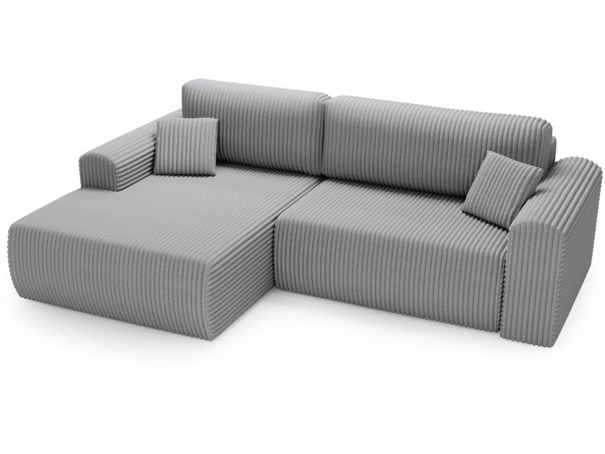 ECKSOFA Belvio Hellgrau Links - Hellgrau/Schwarz, Holz/Textil (257/177cm) - Graingold