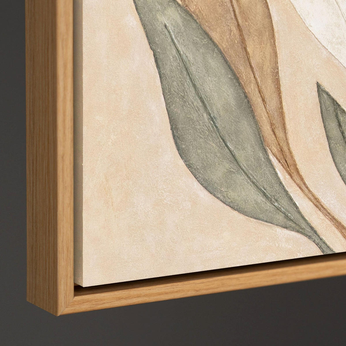 GEMÄLDE Tanz der Blätter Schattenfugenrahmen Eichefarben 140x70 cm - Eichefarben, Holz (140/70cm) - YS-art gallery