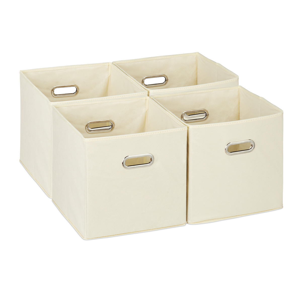 4XAUFBEWAHRUNGSBOX - Beige, Wellpappe/Textil (30/30/30cm) - Relaxdays