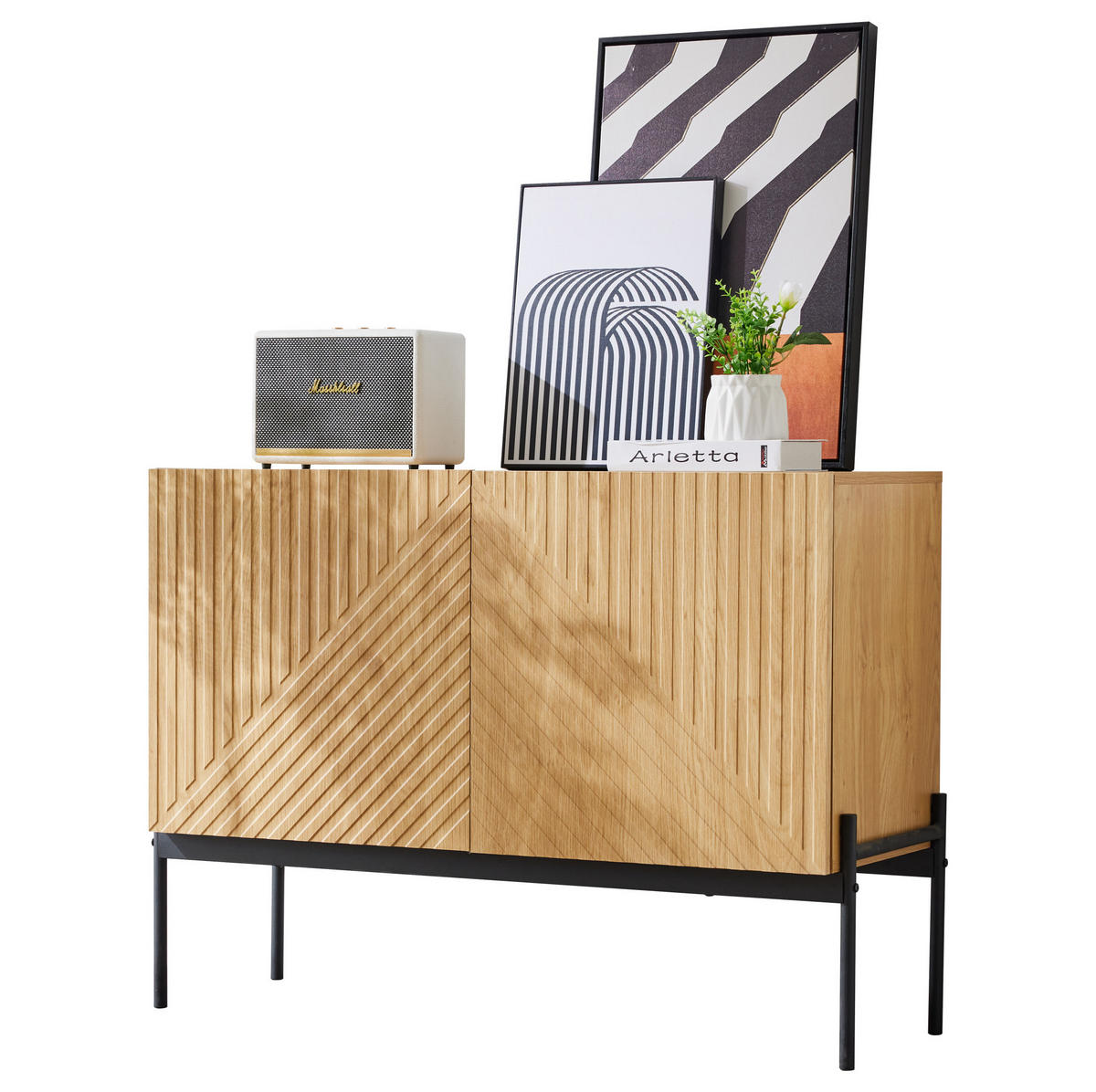SIDEBOARD 100/40/75 cm aus Spanplatte mit Metallbeinen Natur - Naturfarben, Holzwerkstoff (100/75/40cm) - Modenvie