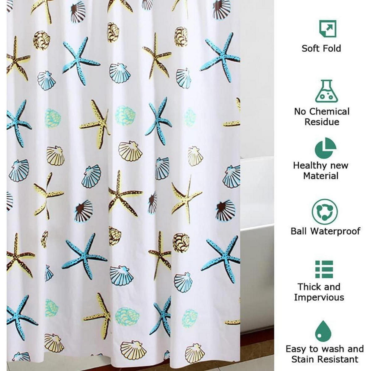 DUSCHVORHANG Blau 200 x 200 cm Wasserdicht Antischimmel - Multicolor, Kunststoff (200/200cm)