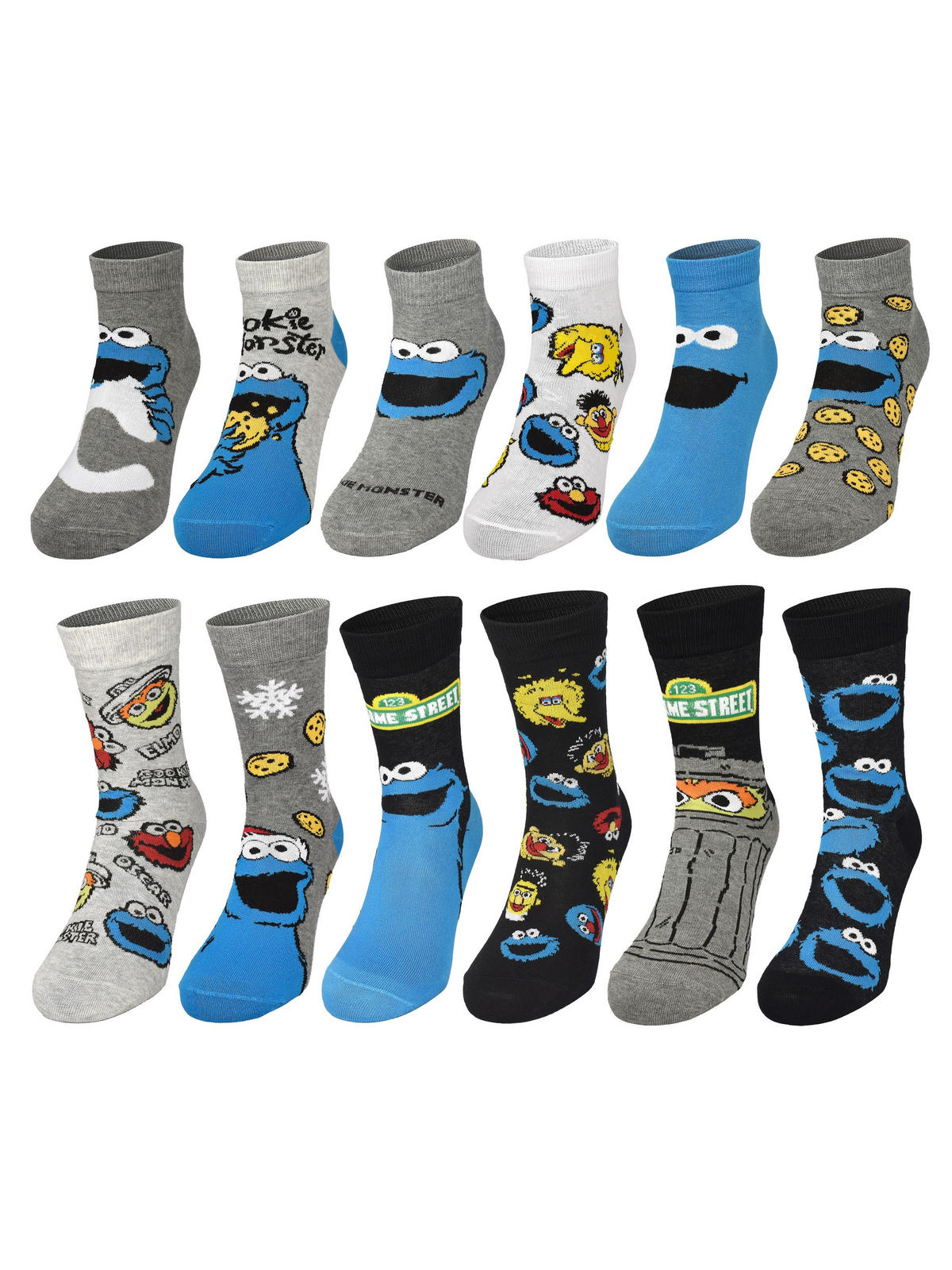 ADVENTSKALENDER Sesamstraße mit 12 Paar Socken Größe 40-45 - Multicolor, Textil (37/5/26.5cm) - United Labels