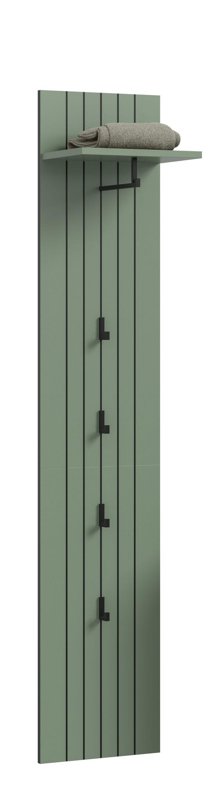 GARDEROBENPANEEL STATION (B/H/T: ca. 31/160/27 cm) in Smoke Green/Smoke Green - Dunkelgrün, Holzwerkstoff (31/160/27cm)