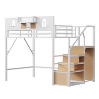 HOCHBETT 140/200 cm DE-01462, in Weiß, mit Stauraumleiter, Ablage und erhöhter Umzäunung - Weiß, Metall (90/200cm) - ComfortXL