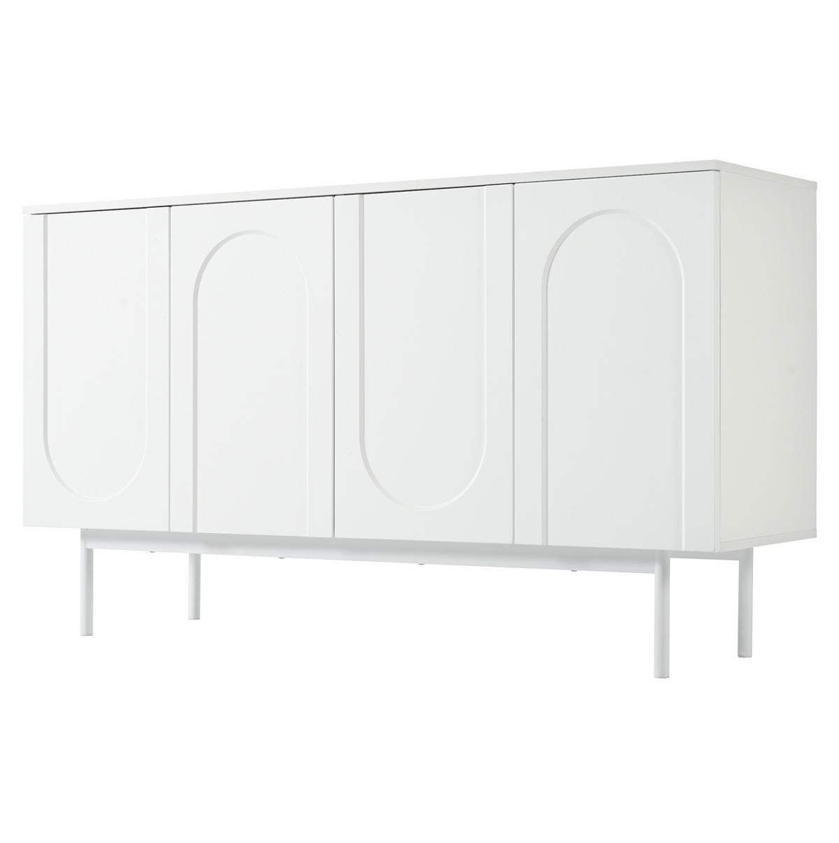 SIDEBOARD mit verstellbaren Einlegeböden und gewölbtem Frontdesign, Weiß - Weiß, Holzwerkstoff (140/80/42cm) - Redom