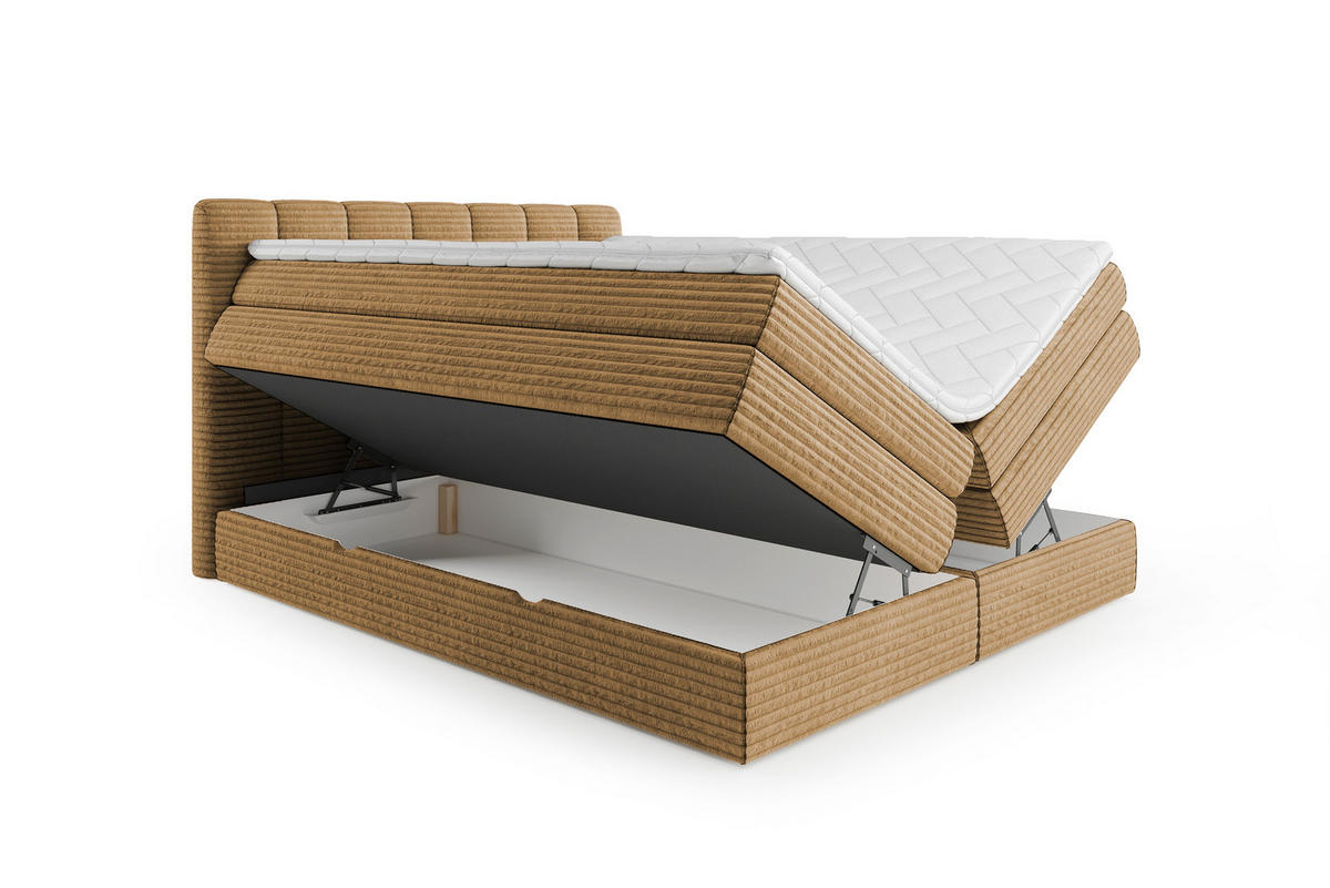 BOXSPRINGBETT Traum 180x200 – in Braun, mit Bettkasten und Gasdruckfedern - Braun, Textil (180/200cm)