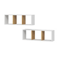 WANDREGAL Tomy Weiß/Goldkraft Eiche 90 x 30 cm 2er Set - Honigeiche/Weiß, Holzwerkstoff (90/30/22cm) - Vicco