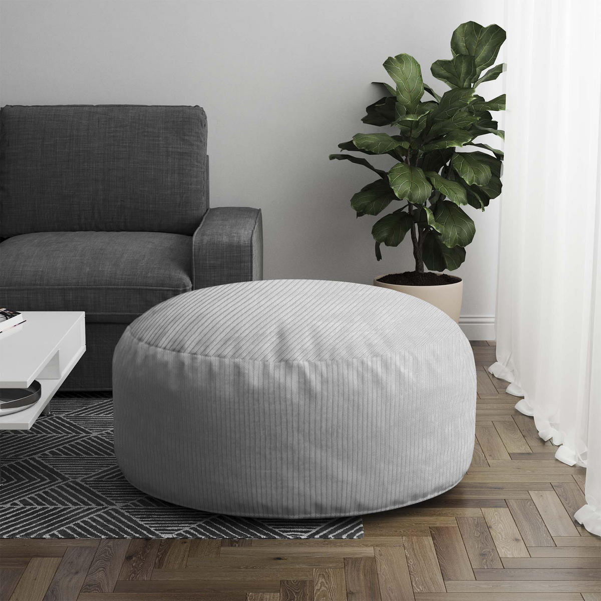 SITZSACK ROLLER Cool Gray - Hellgrau/Grau, Textil (70/40/70cm) - Dreamroots