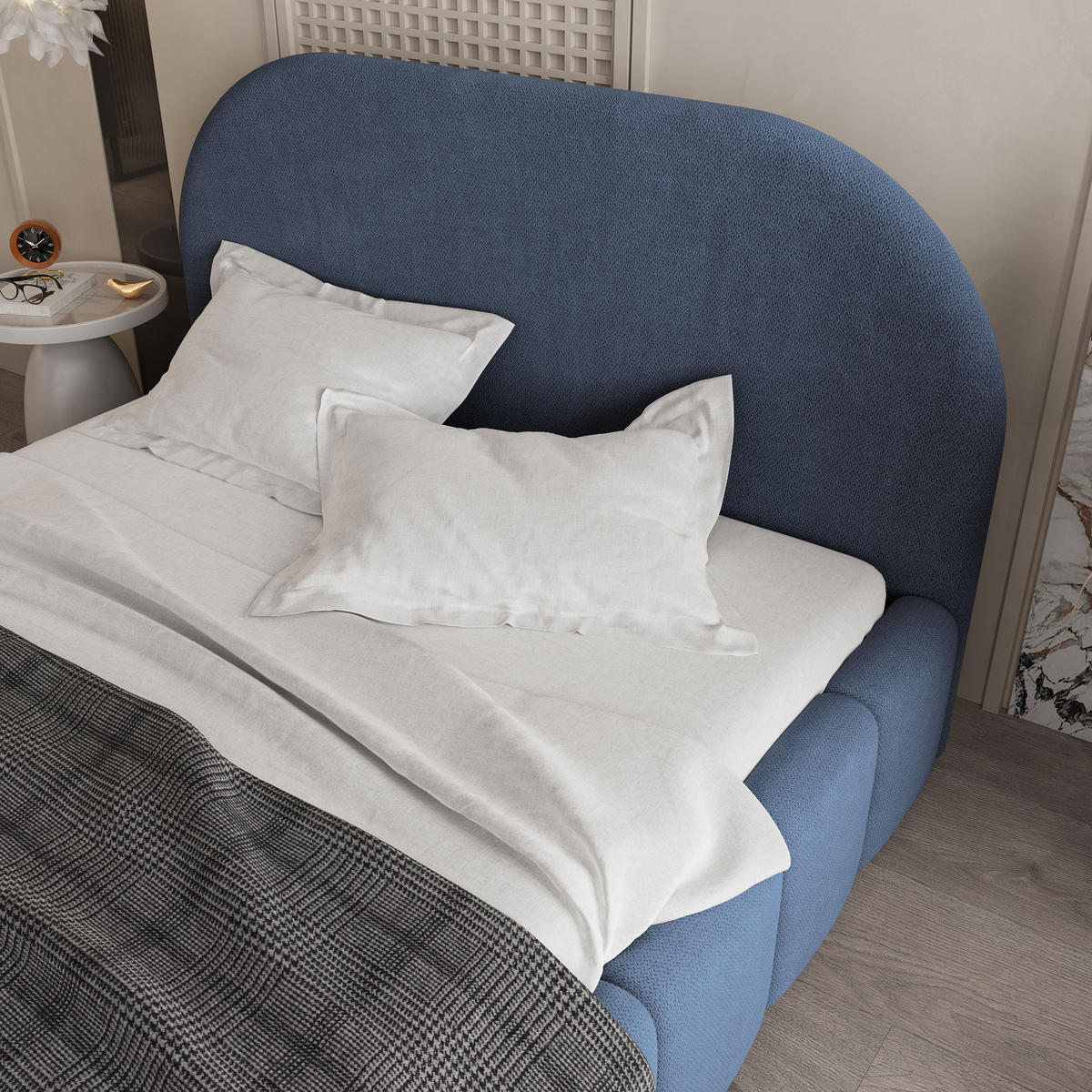 POLSTERBETT FLUSSO 120x200 cm mit Bettkästen - Blau - Blau, Holz (120/200cm) - MASSENO