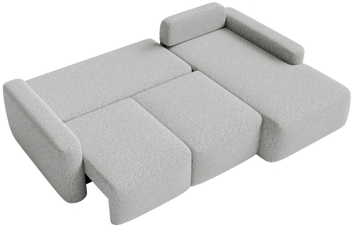 ECKSOFA Carnos Mini Hellgrau Chenille - Hellgrau/Schwarz, Kunststoff/Textil (164/238cm) - Selsey