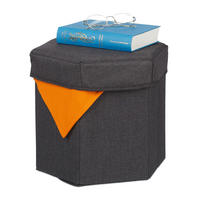 SITZHOCKER - Anthrazit, Holzwerkstoff/Textil (36/31/32cm) - Relaxdays