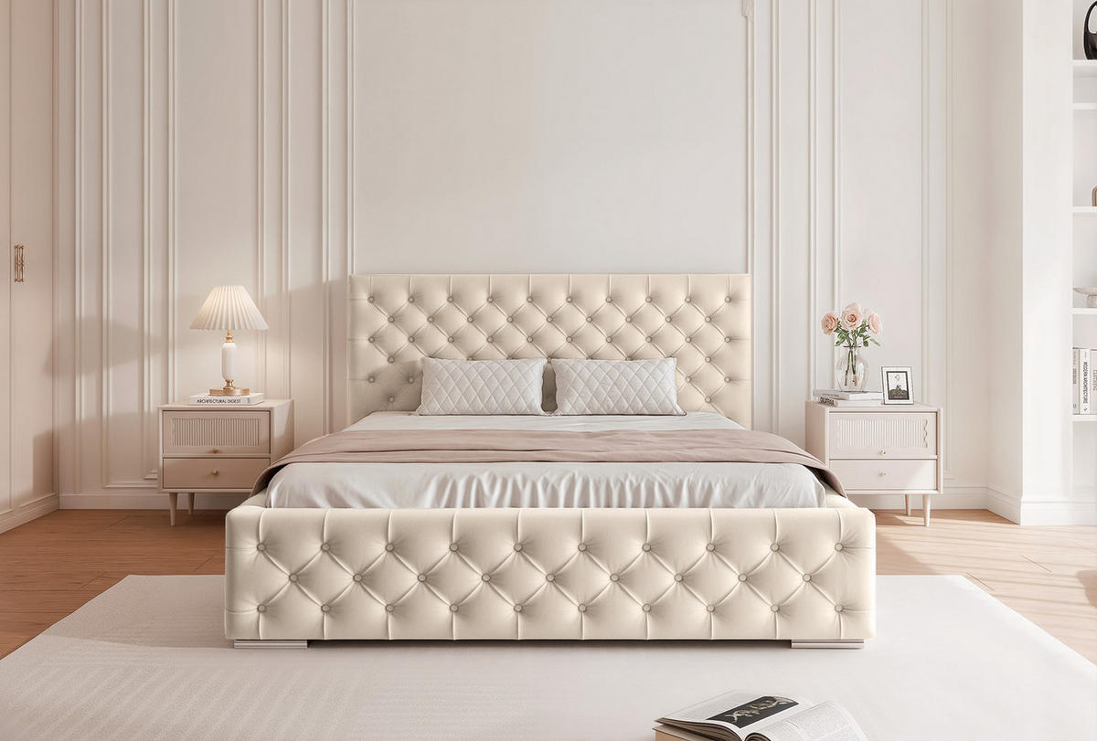 POLSTERBETT CALLIA 200x200 cm, Creme - Creme, Textil (200/200cm) - Fedve