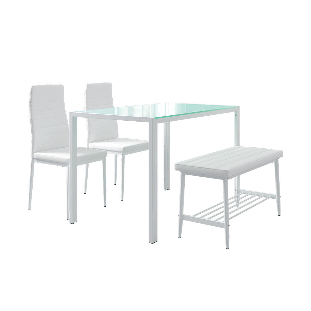 ESSTISCH-SET Grand Weiß 120 x 70 cm 4-teiliges Set - Weiß, Metall (120/75/70cm) - Vicco
