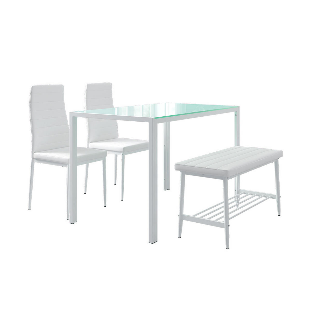 ESSTISCH-SET Grand Weiß 120 x 70 cm 4-teiliges Set - Weiß, Metall (120/75/70cm) - Vicco