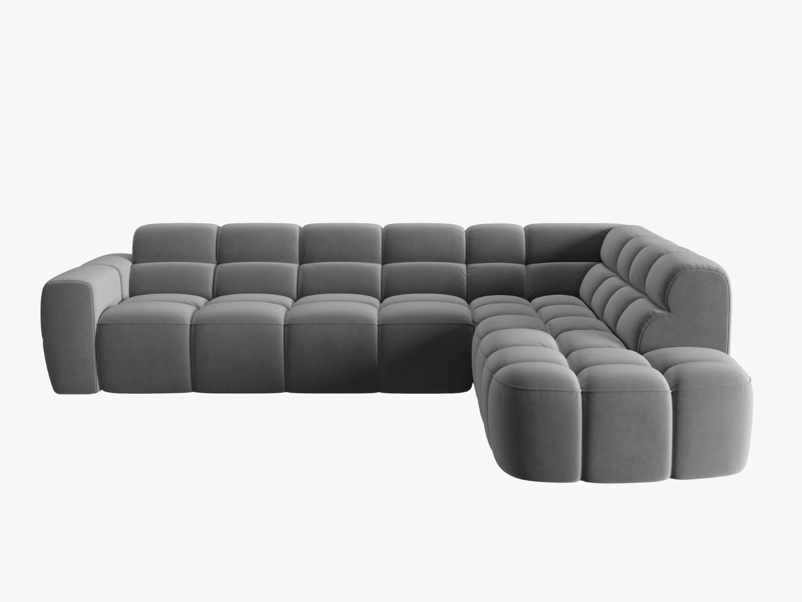 ECKSOFA rechts Lisa aus Samt hellgrau 5 Sitzplätze - Hellgrau, Textil (234/293cm) - Micadoni