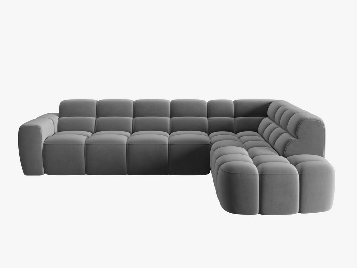 ECKSOFA rechts Lisa aus Samt hellgrau 5 Sitzplätze - Hellgrau, Textil (234/293cm) - Micadoni