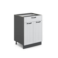 KÜCHENUNTERSCHRANK Fame-Line Weiß Landhaus 60 cm mit Schublade, ohne AP - Anthrazit/Weiß, Holzwerkstoff (60/82/51.6cm) - Vicco