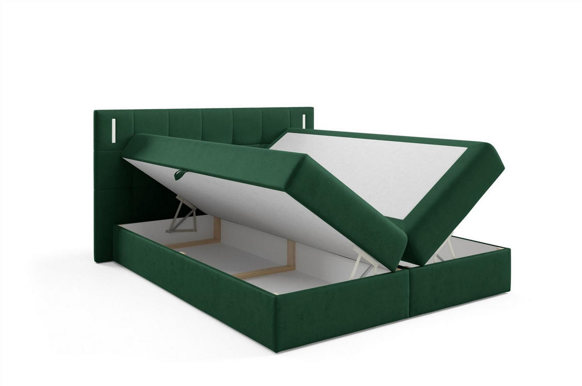 BOXBETT Martim Premium - Grün, Holzwerkstoff/Textil (140/200cm) - Fun Möbel