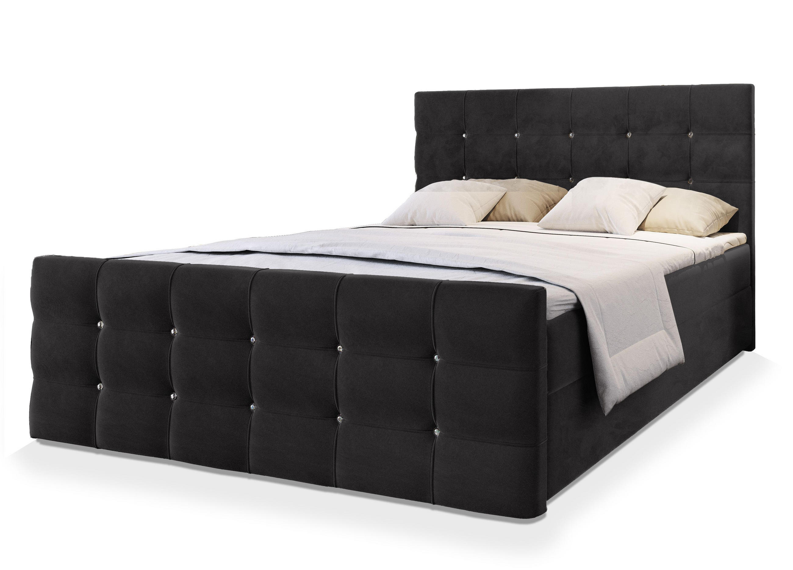 MASSENO AMERICKÁ POSTEL SLAT 160x200 cm, s matrací a úložným prostorem, černá