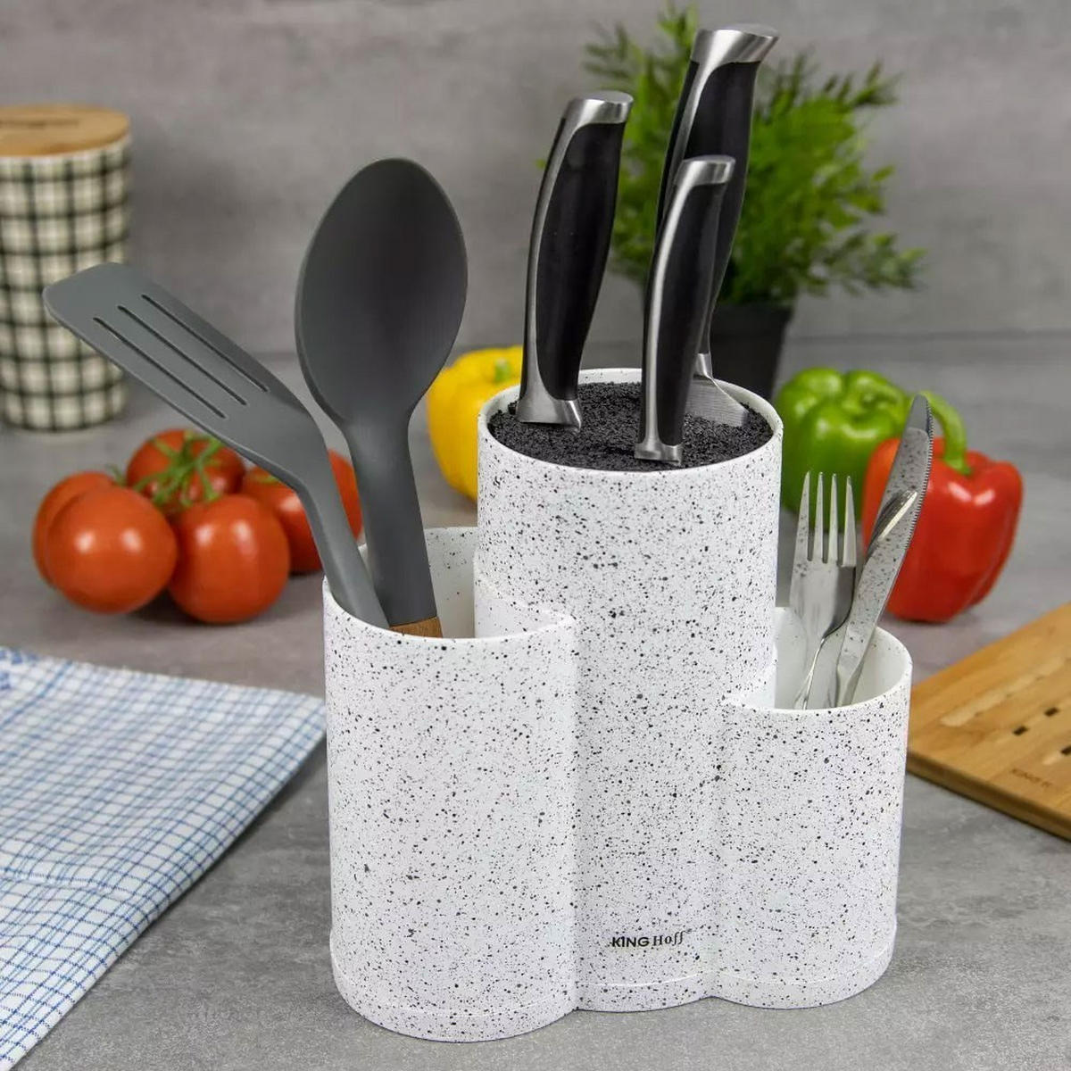 MESSERBLOCK Silber 22/10/22 cm KH1585 - Silberfarben, Kunststoff (10/22/22cm) - Kinghoff 