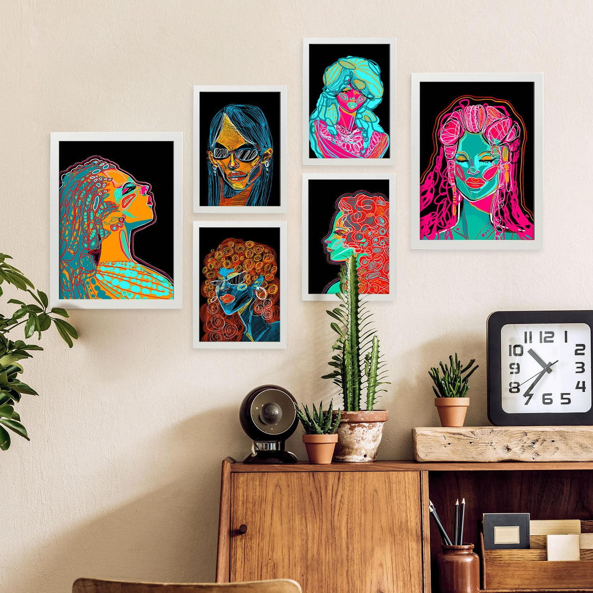 POSTER Set Mit 6 Shades of Beauty 2 Abstrakt Feminin Größe A3 & A4 Weißer Rahmen - Weiß, Papier (29.7/1cm) - Nacnic