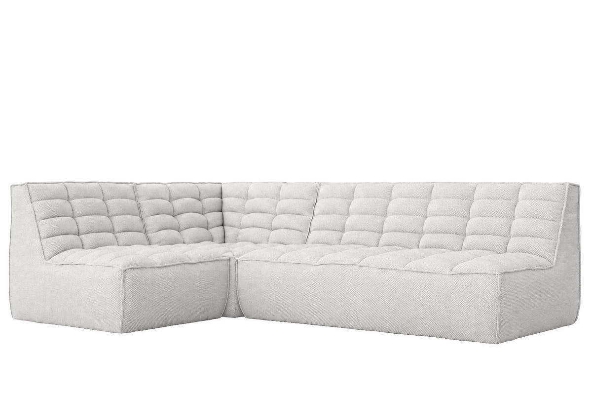 ROHOVÁ SEDAČKA modulární ve tvaru L, plyšová tkanina Pop, Ice, Levá strana, LAZY L Mini - bílá, dřevo (253/173cm) - Kaiser Möbel