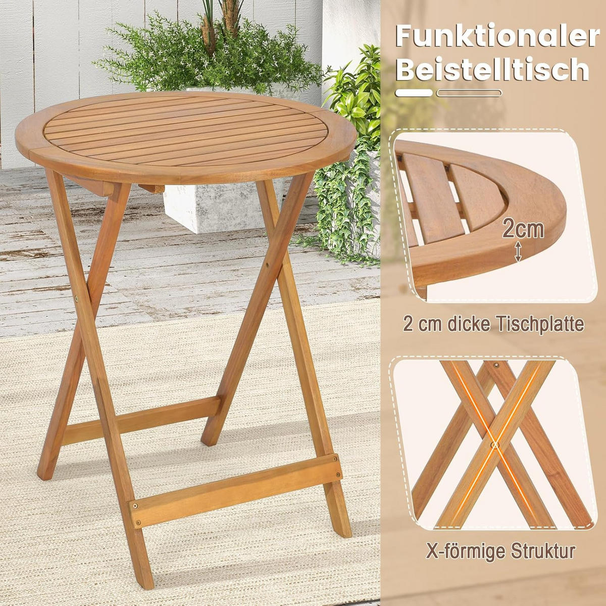 BARPALL SET Naturlig (3 delar) - Naturfärgad, Trä - COSTWAY