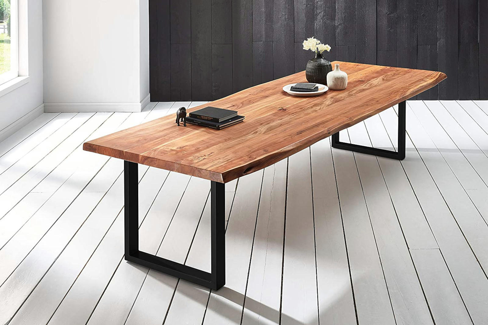 ESSTISCH VALIN - Beige/Schwarz, Holz/Metall (110/260/79cm) - SAM