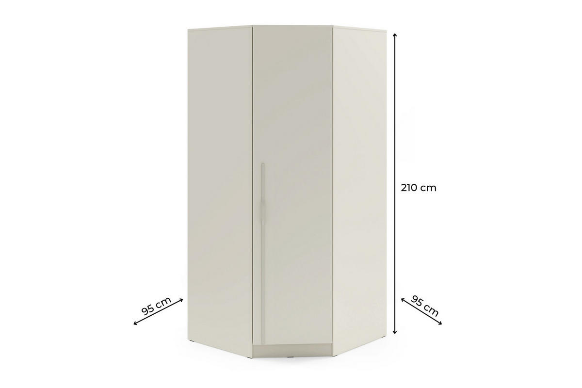 ECKKLEIDERSCHRANK BRISSO BR4 95/210/95 cm in Kaschmir mit Metallgriffen - Kaschmir, Holzwerkstoff/Metall (95/210/95cm) - Deine Möbel 24