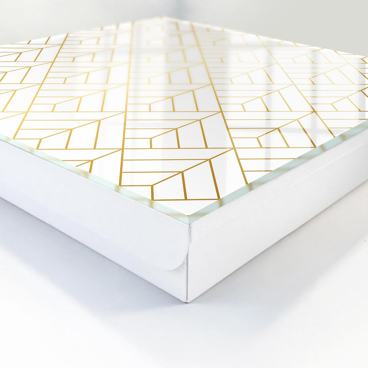 SCHLÜSSELBOX Weiß 30x30 cm – Türöffnung nach rechts - Stilvolle Geometrie - Weiß, Metall (30/30/5cm) - TULUP