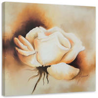 WANDBILD Eine Knospe der weißen Rose - Beige, Textil (30/30cm) - Feeby