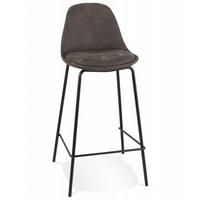 BARHOCKER mittelhoch mit Mikrofaser Sitz und Metallgestell GIRON, Anthrazit 41x41x89 cm - Anthrazit/Schwarz, Textil/Metall (41/89/41cm) - KADIMA DESIGN