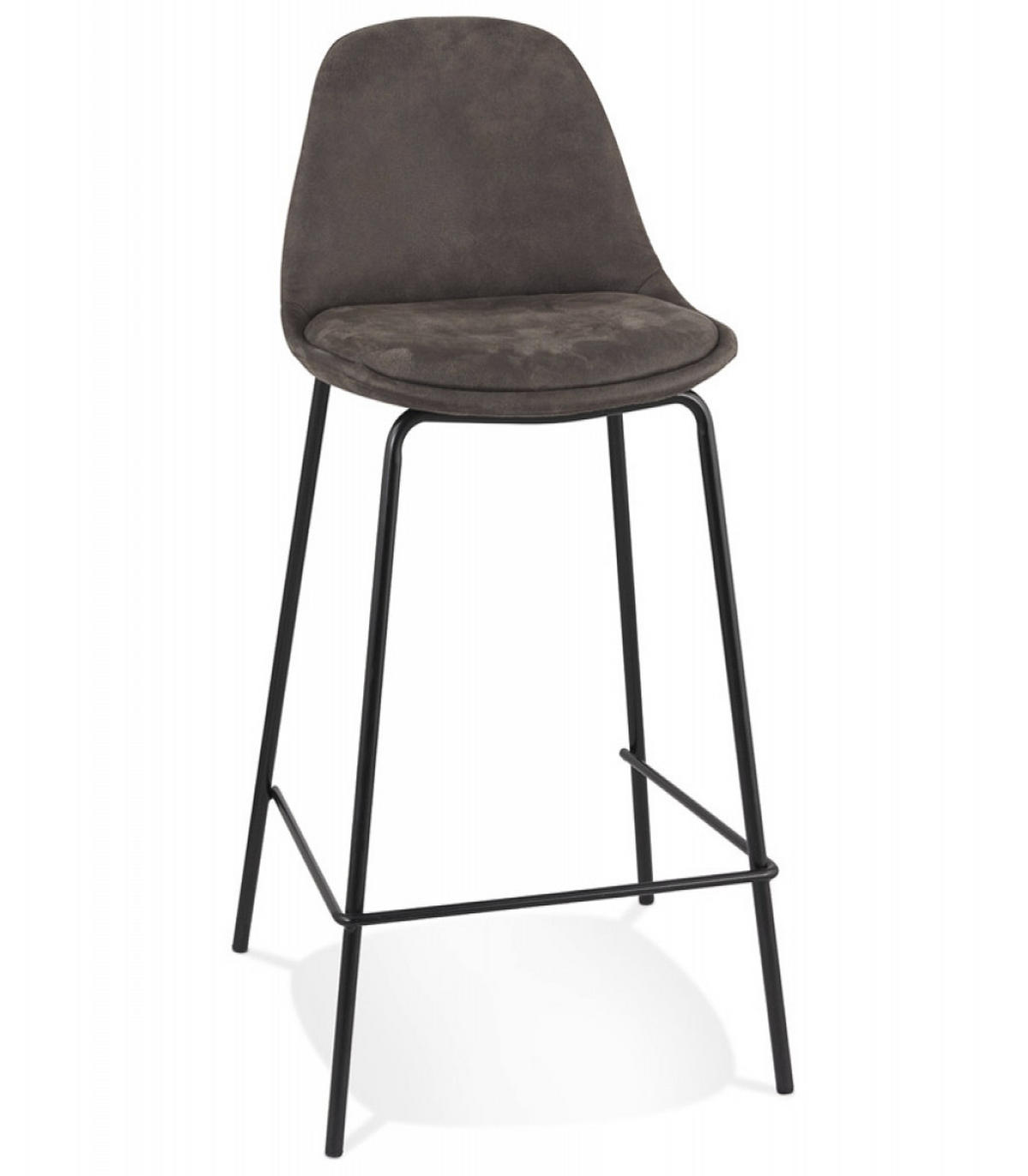 BARHOCKER mittelhoch mit Mikrofaser Sitz und Metallgestell GIRON, Anthrazit 41x41x89 cm - Anthrazit/Schwarz, Textil/Metall (41/89/41cm) - KADIMA DESIGN