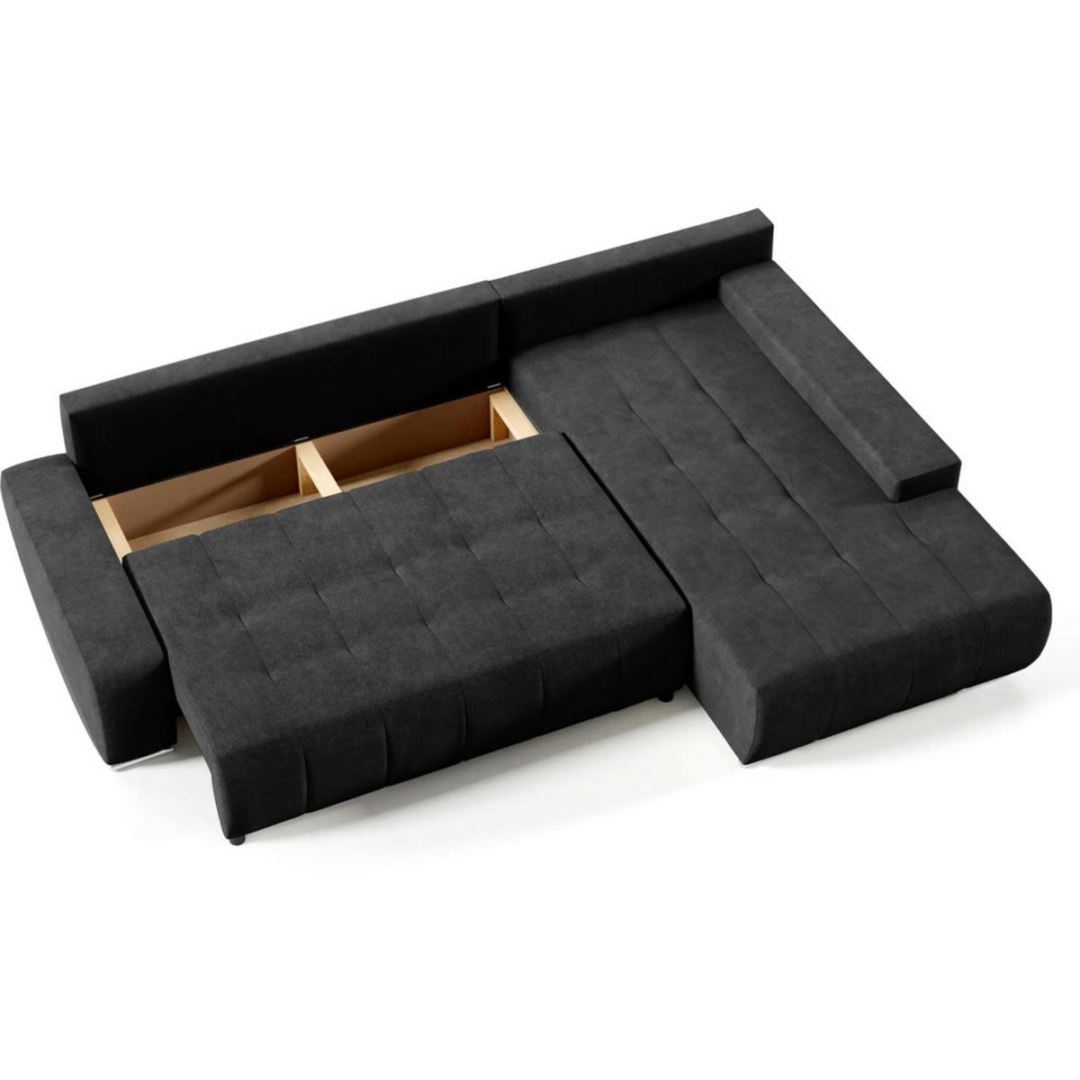 ECKSCHLAFSOFA Draco L Anthrazit - Anthrazit/Schwarz, Textil/Metall (267/186cm) - Beautysofa