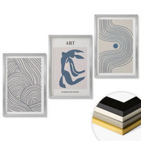 WANDBILDER 3er Set - 40x60 cm Silberner Rahmen - Abstrakte blaue Linien - Silberfarben, Kunststoff (40/60cm) - ArtPrintCave