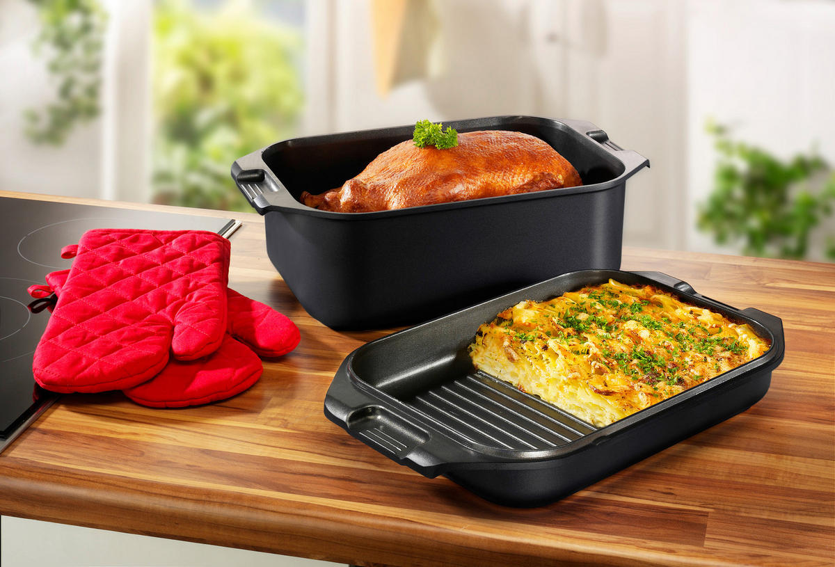 BRÄTER 2in1, Aluguss, Induktion, 8,7 Liter, Induktion, inkl. Topfhandschuhen - Schwarz, Metall (42/25.5/12cm) - Karcher